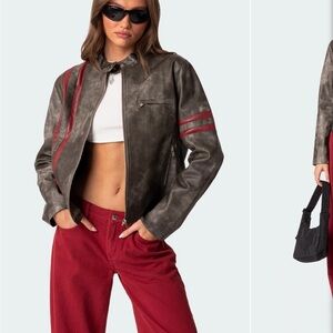 Edikted Thunder Washed Faux Leather Jacket